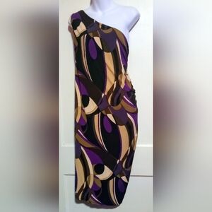 🛍️ BUNDLE ONLY 🛍️Ashley Stewart  Abstract Print Dress  Purple, Black, Tan